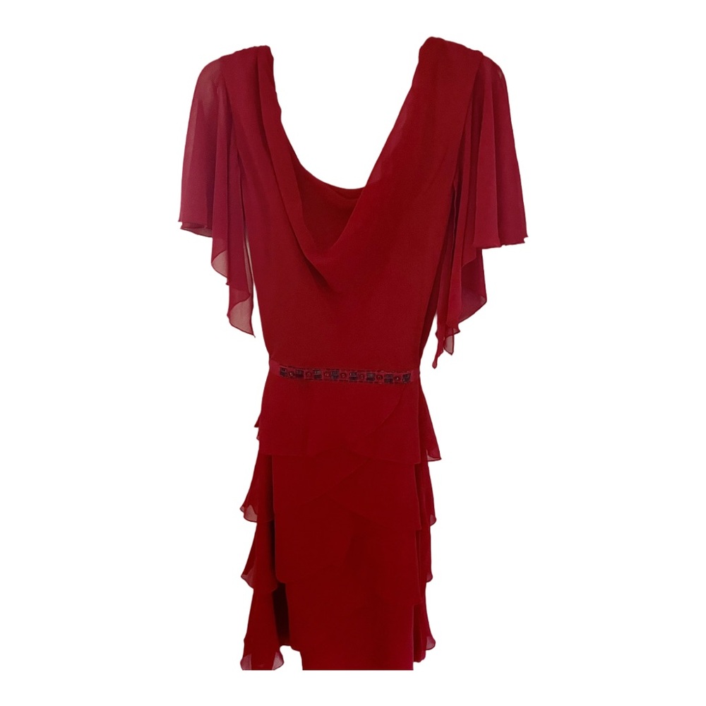 Signature By Robbie Bee Red Flutter-Sleeve Lace Shift Dress Size 18